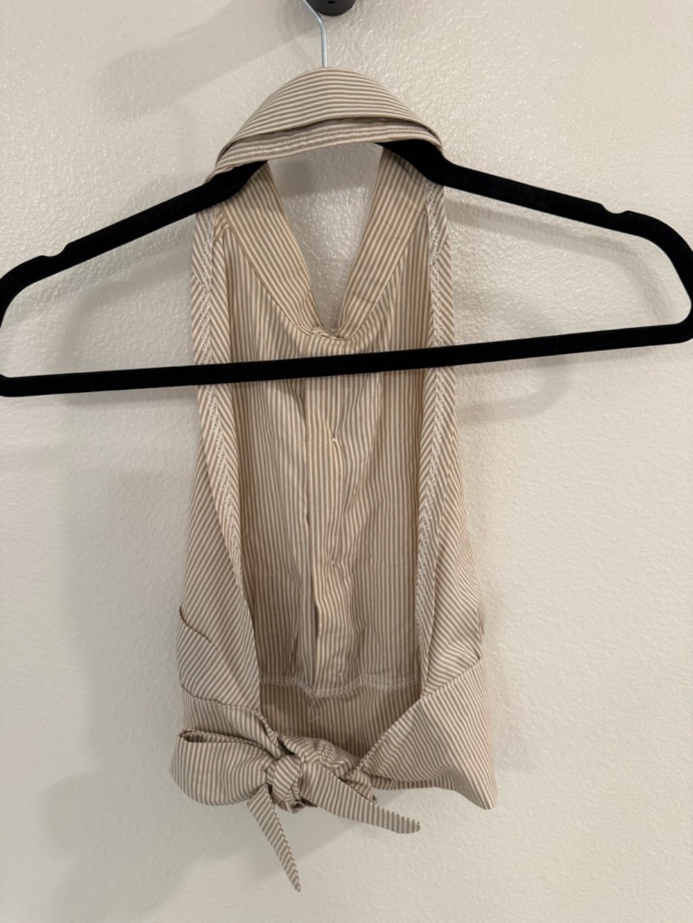 Striped “Reworked” Halter Button-up - Picture 2 of 2